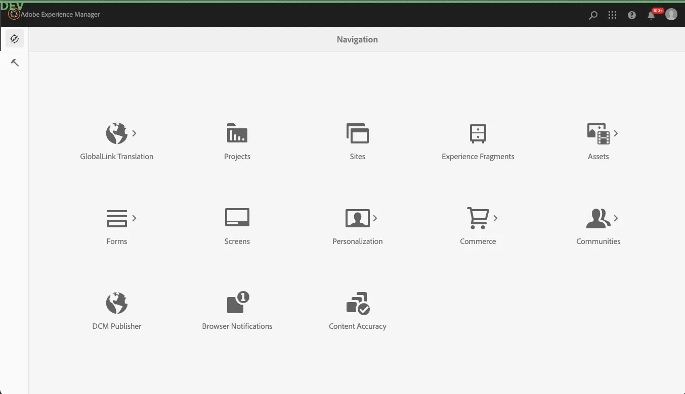 CMS Sites button