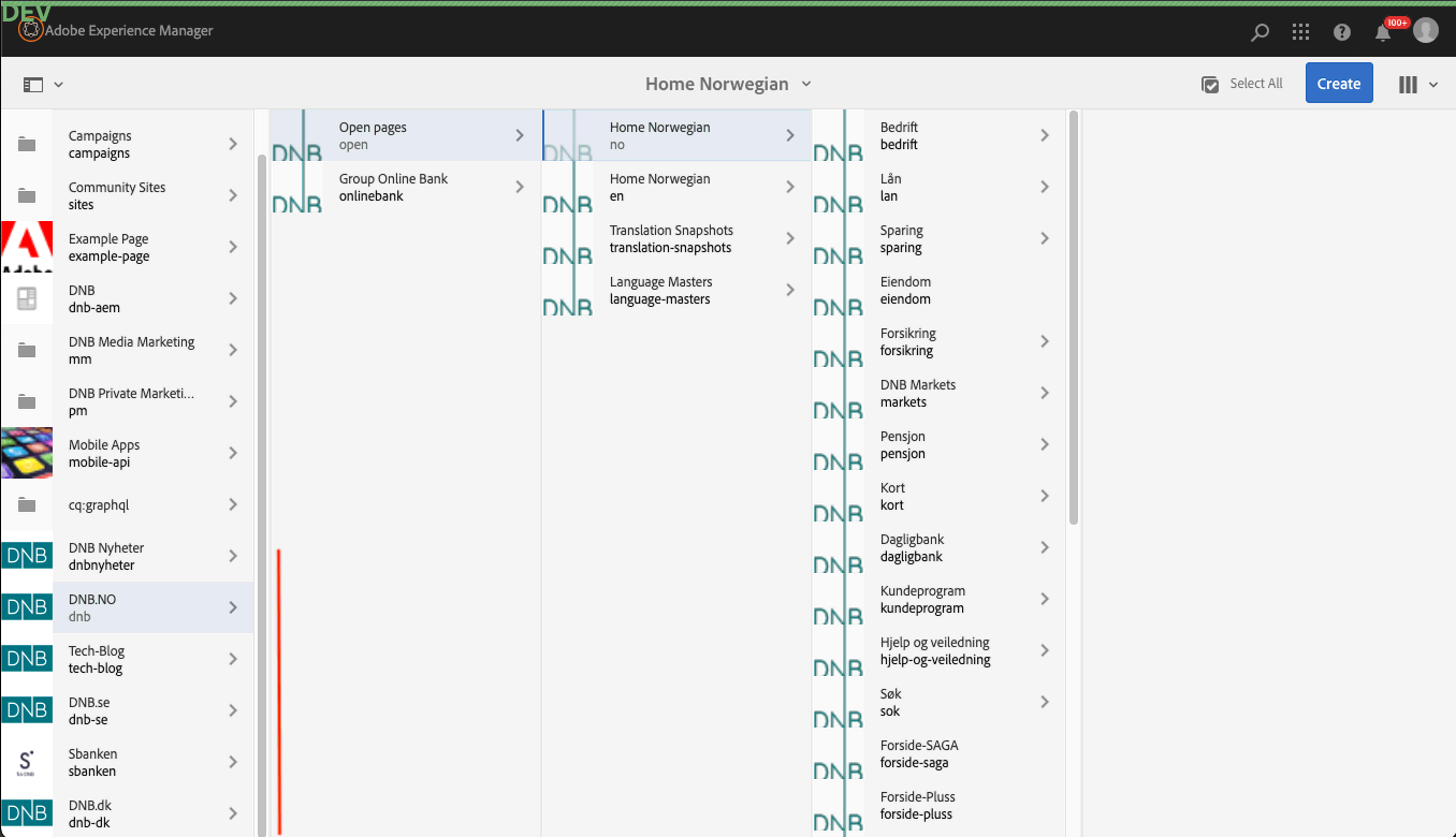 CMS Page tree view